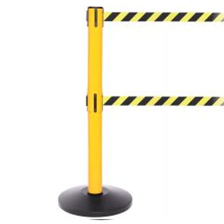 Queue Solutions SafetyPro Twin 300, Yellow, 16' Yellow/Black CAUTION WET FLORR Belt SPROTwin300Y-YBCWF160